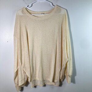 Womens Umgee Round Neck Boxy Top 3/4 Sleeve Polyester Linen‎ M Light Peach